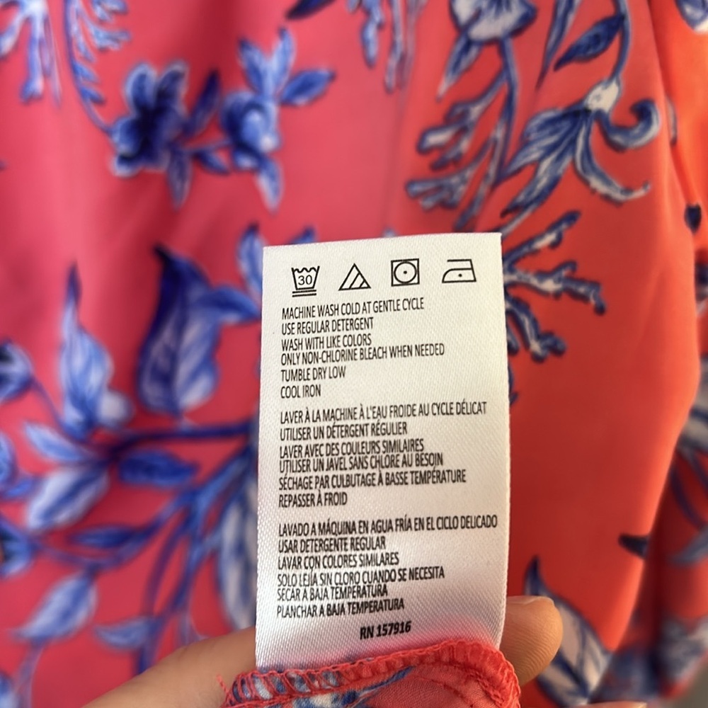 NWT Gigi Parker Blue Pink Floral Off-Shoulder Top Size Medium - Picture 7 of 9